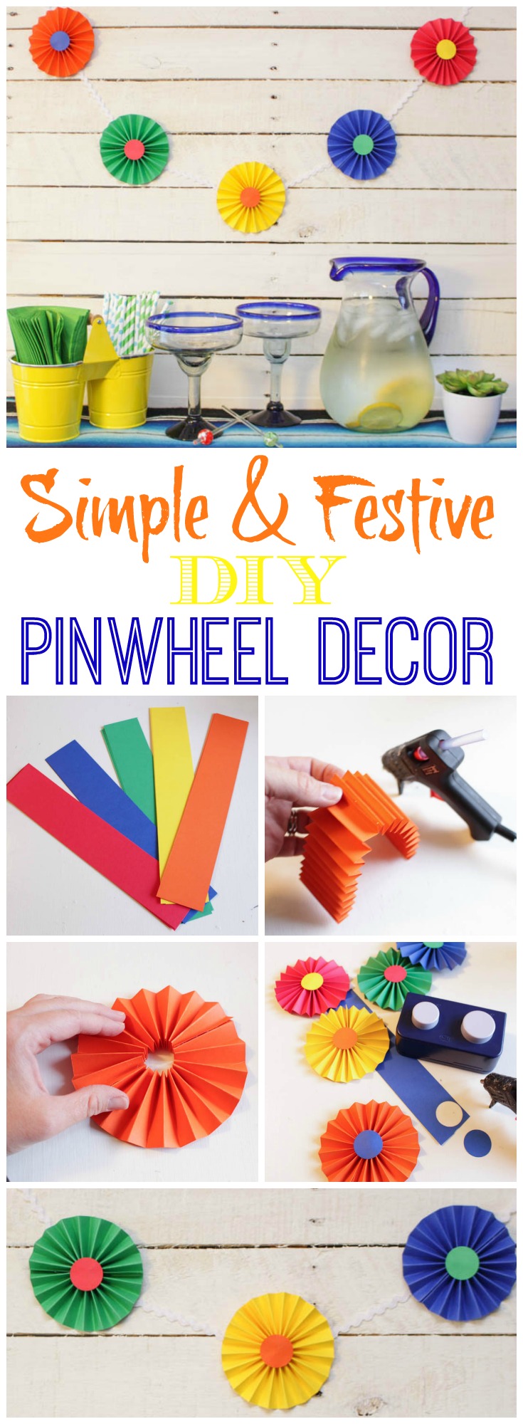 Great tutorial for these easy DIY pinwheels - they are so cute and festive and perfect for any party decor