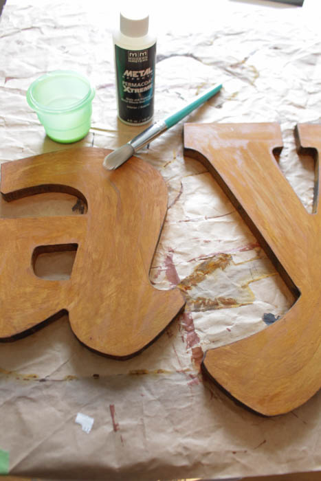 Using a clear coat on top of the letters.