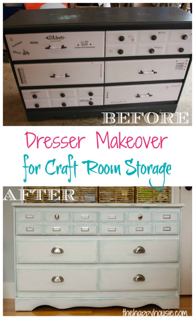 Dresser Makeover For Craft Room Storage poster.