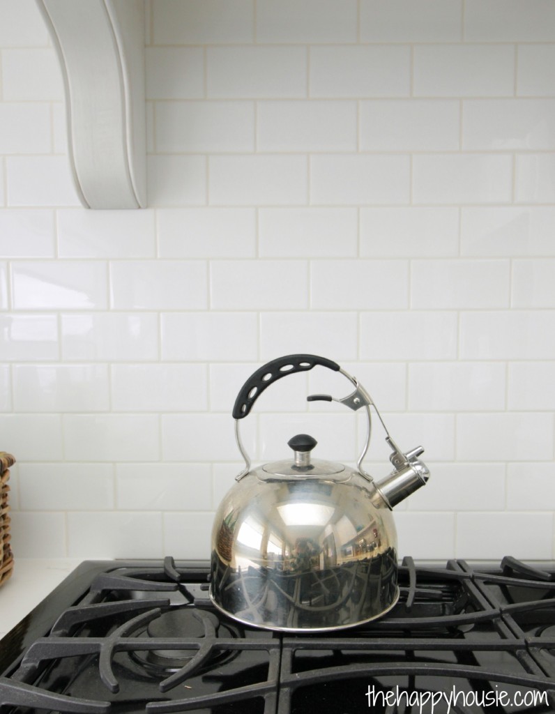 A kettle is on the stove.