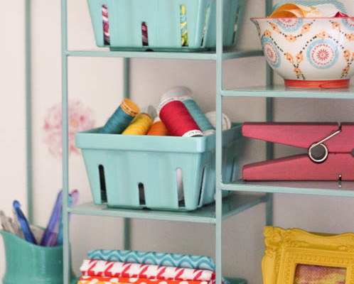 I love this colorful organized craft room makeover at thehappyhousie.com-49