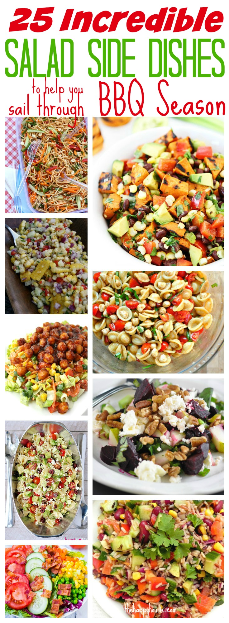 Never worry about what to bring to a BBQ again with this fabulous list of 25 incredible BBQ Salad Side Dishes poster.