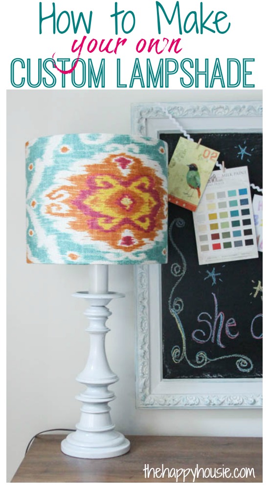 How to make your own DIY custom lampshade using a I Like That Lamp kit at thehappyhousie.com