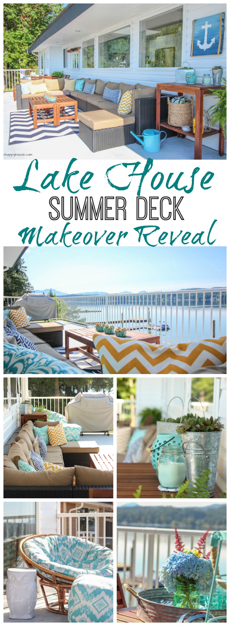 Tons of outdoor decorating ideas and inspiration on this beautiful lake house summer deck makeover reveal and tour