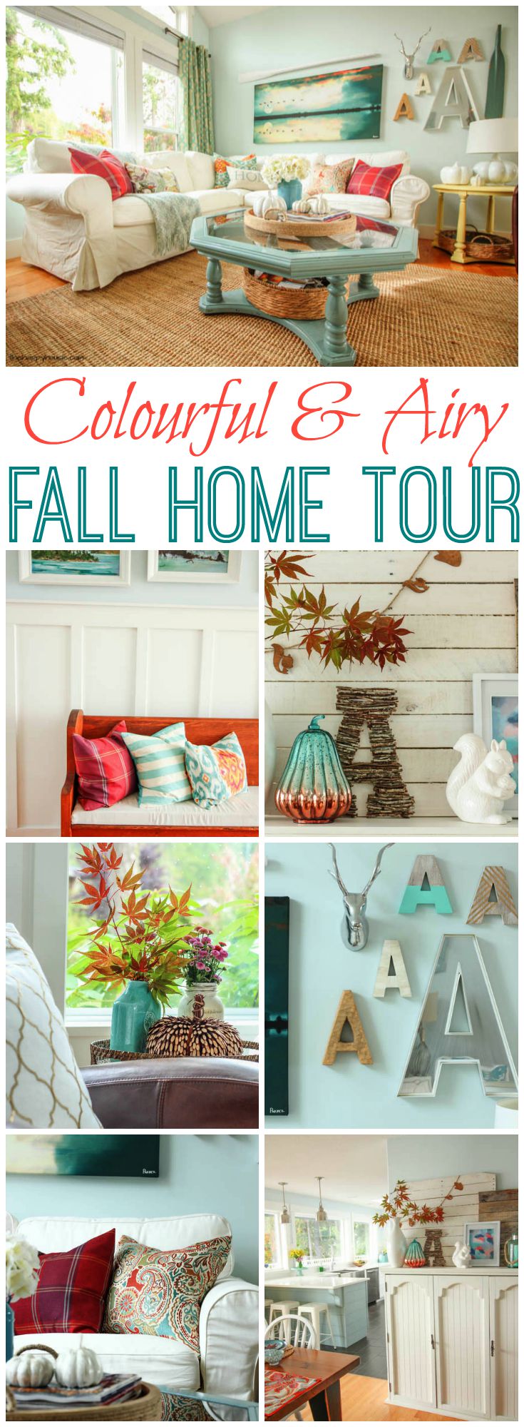 I love this fresh and colourful fall home tour at thehappyhousie.com poster.
