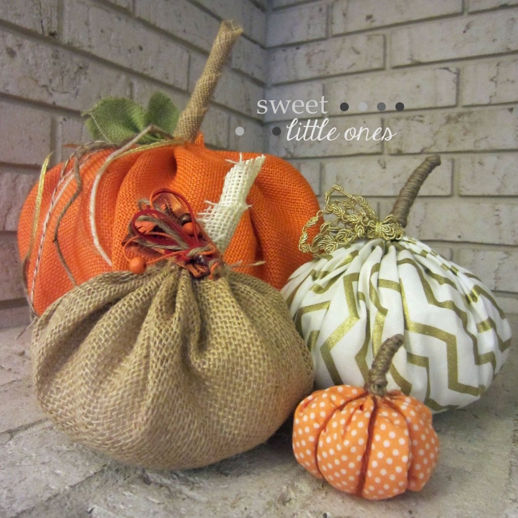 Fabric pumpkins on the porch.