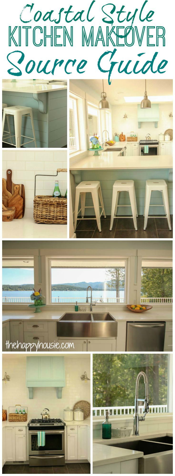 Coastal Style Kitchen Makeover Source Guide graphic.