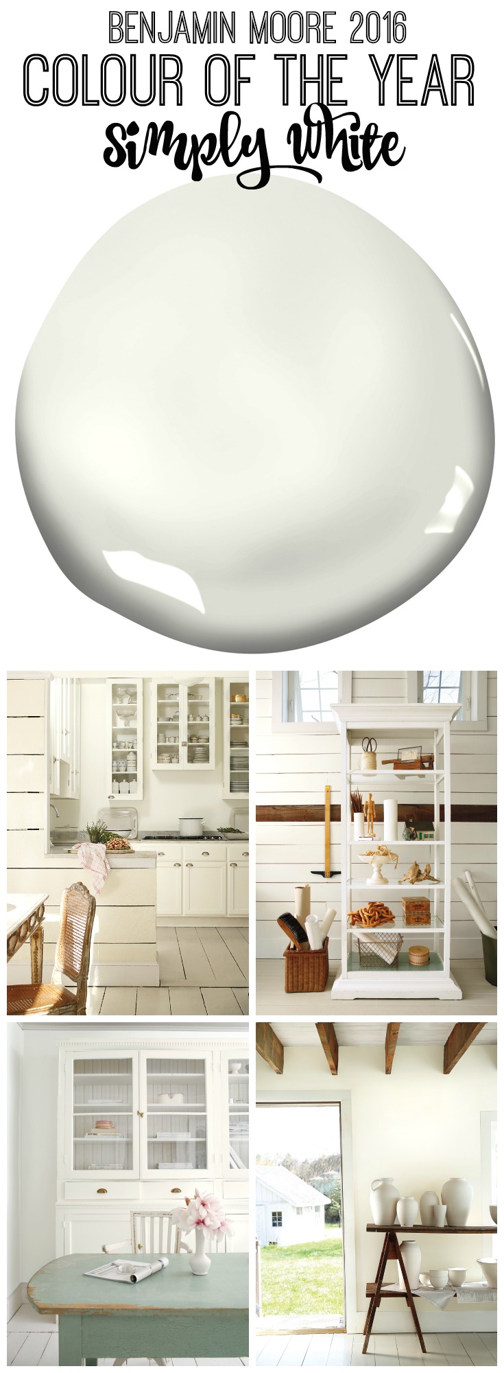 Benjamin Moore 2016 Colour of the Year Simply White inspiration at thehappyhousie.com