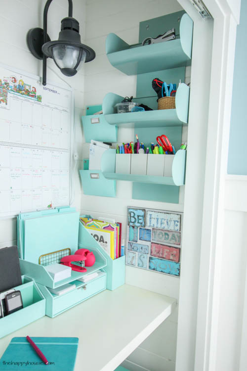 Get totally organized with a DIY Command Center in your home like this command center closet at thehappyhousie-9