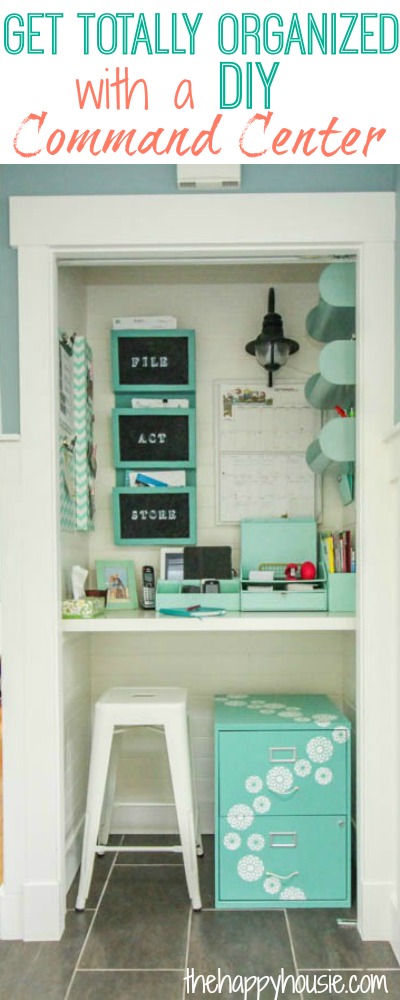Get yourself totally organized with a DIY Command Center at thehappyhousie.com