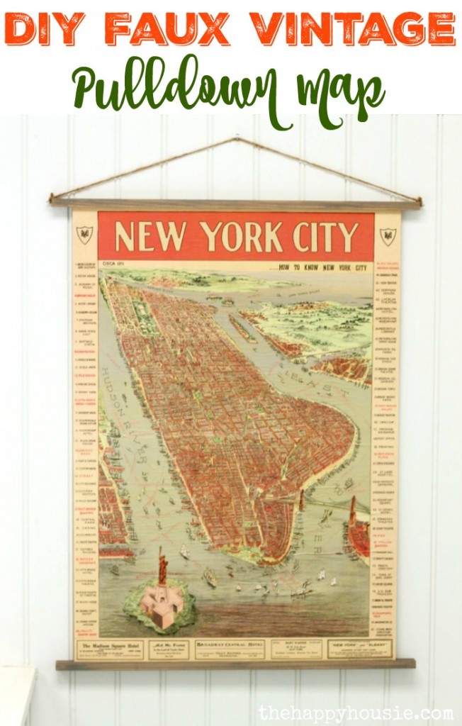 How to turn a map poster into a Faux Vintage Pulldown Map graphic.