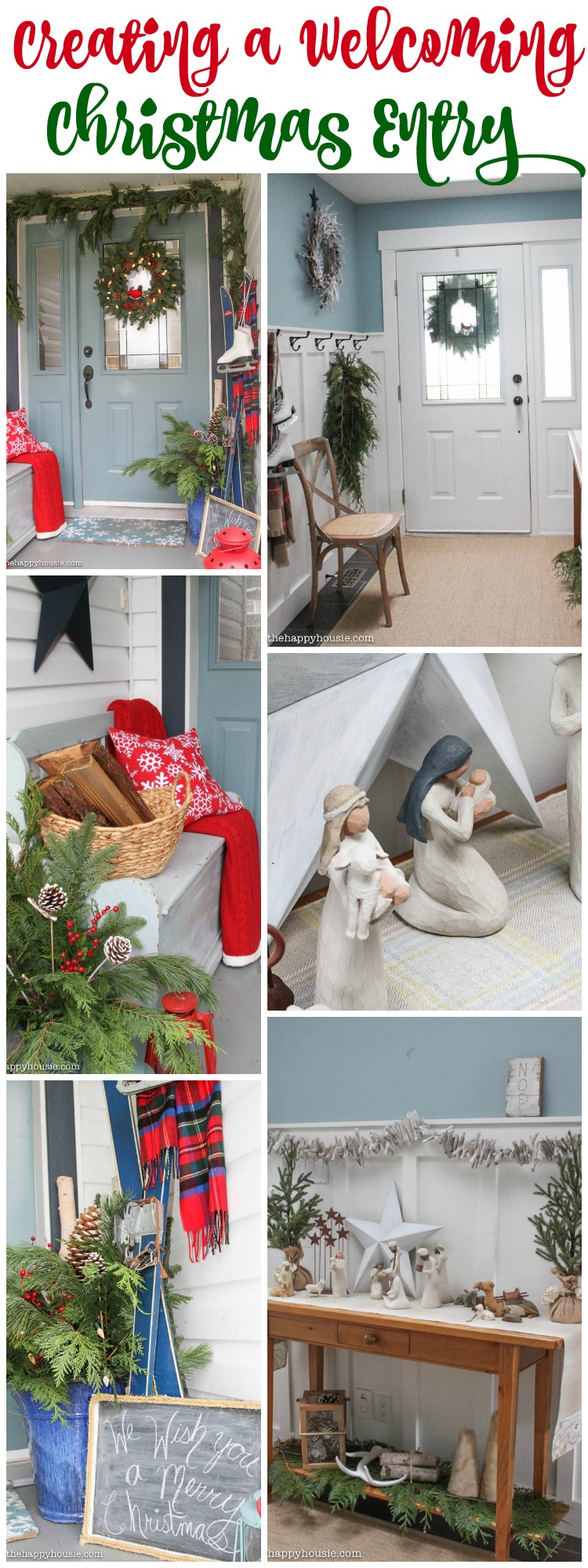 Creating a Welcoming Christmas Entry - A Very Merry Christmas Home Tour of our Front Porch and Entry Hall at thehappyhousie.com