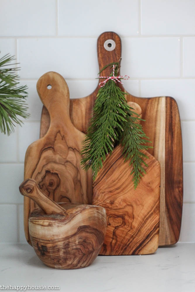 Wooden cutting boards.