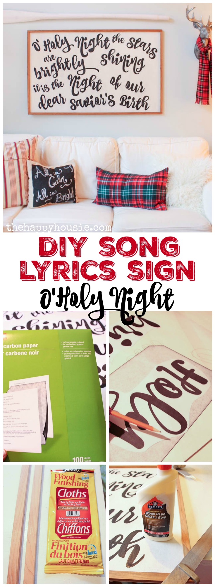 How to make your own DIY Song Lyrics or Christmas Carol Sign at thehappyhousie.com