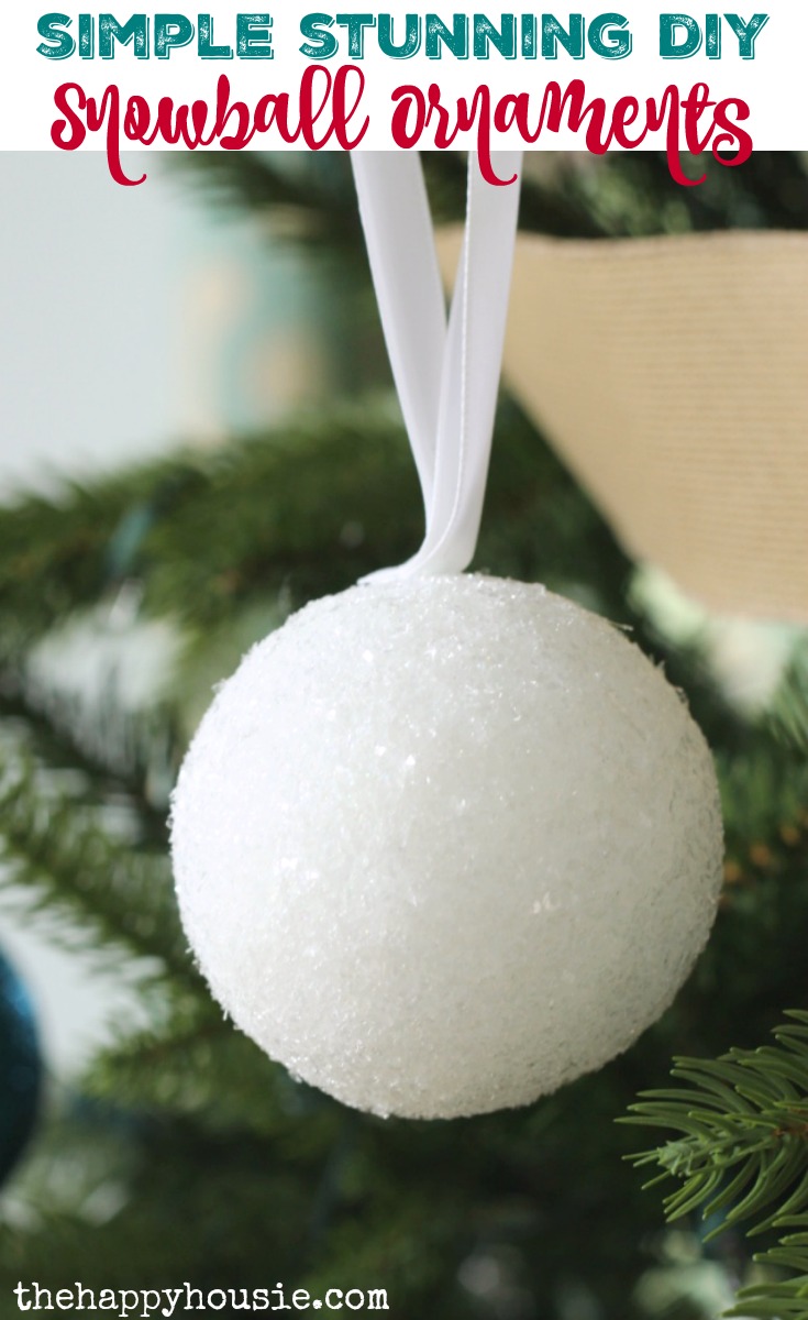 How to make your own simple stunning DIY Snowball Ornaments graphic.