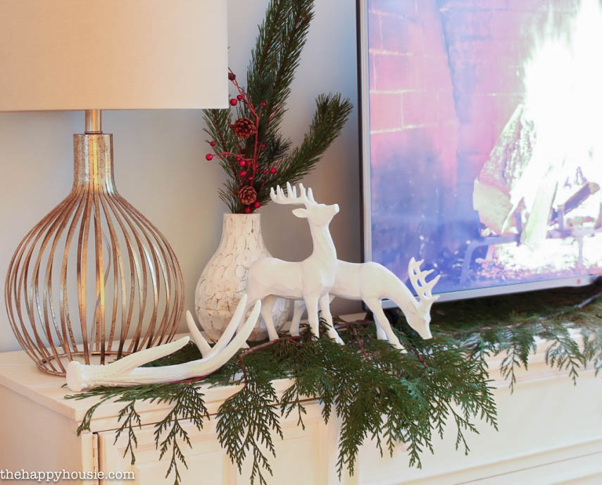 Lake Cottage Christmas Decorating in our Living and Dining Room at thehappyhousie.com Country Living Christmas Home Tour-17