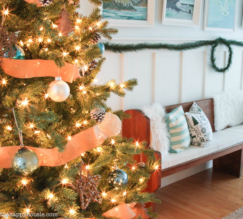 Rustic Blue and Natural Christmas Tree Decor at thehappyhousie.com-14