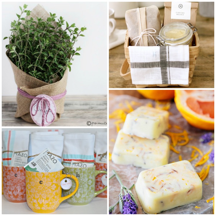 Simple Creative DIY Gift Ideas with bars of soap and a planter.