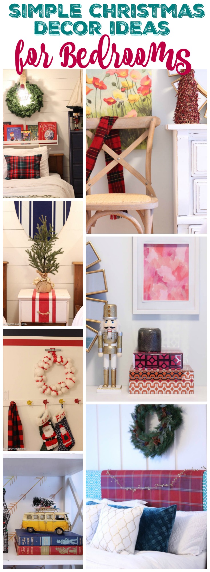 Simple quick Christmas Decor Ideas for Bedrooms at thehappyhousie.com