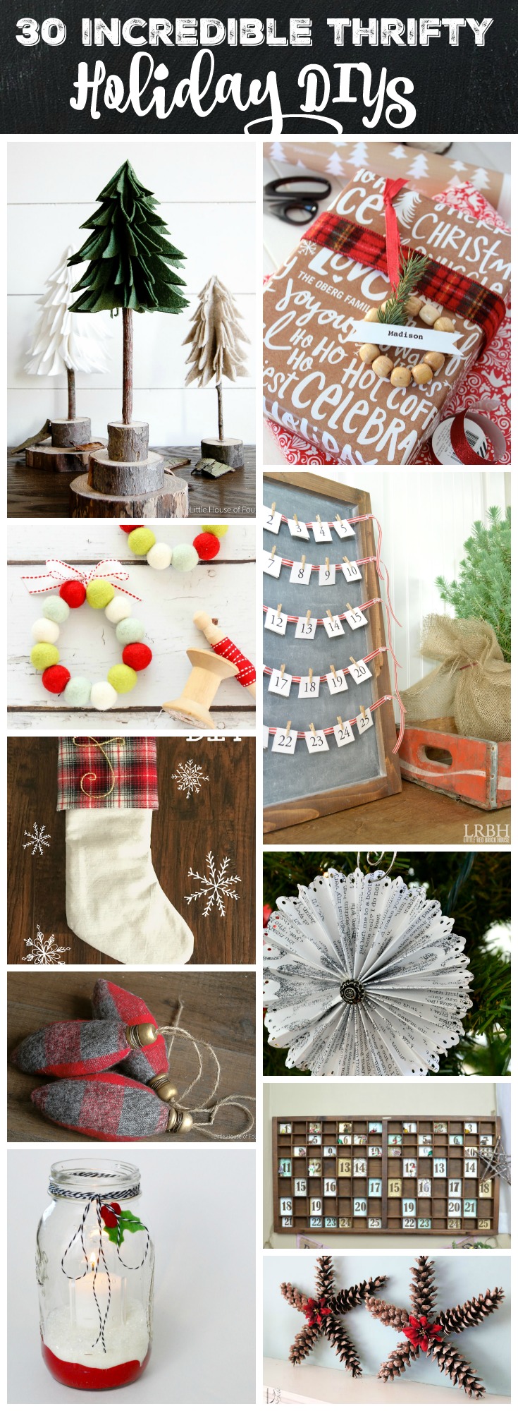 You will love these 30 Incredible Thrifty Holiday DIY Projects at thehappyhousie.com