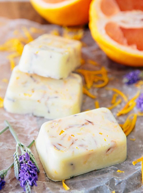 Grapefruit, lavender and coconut homemade soap.
