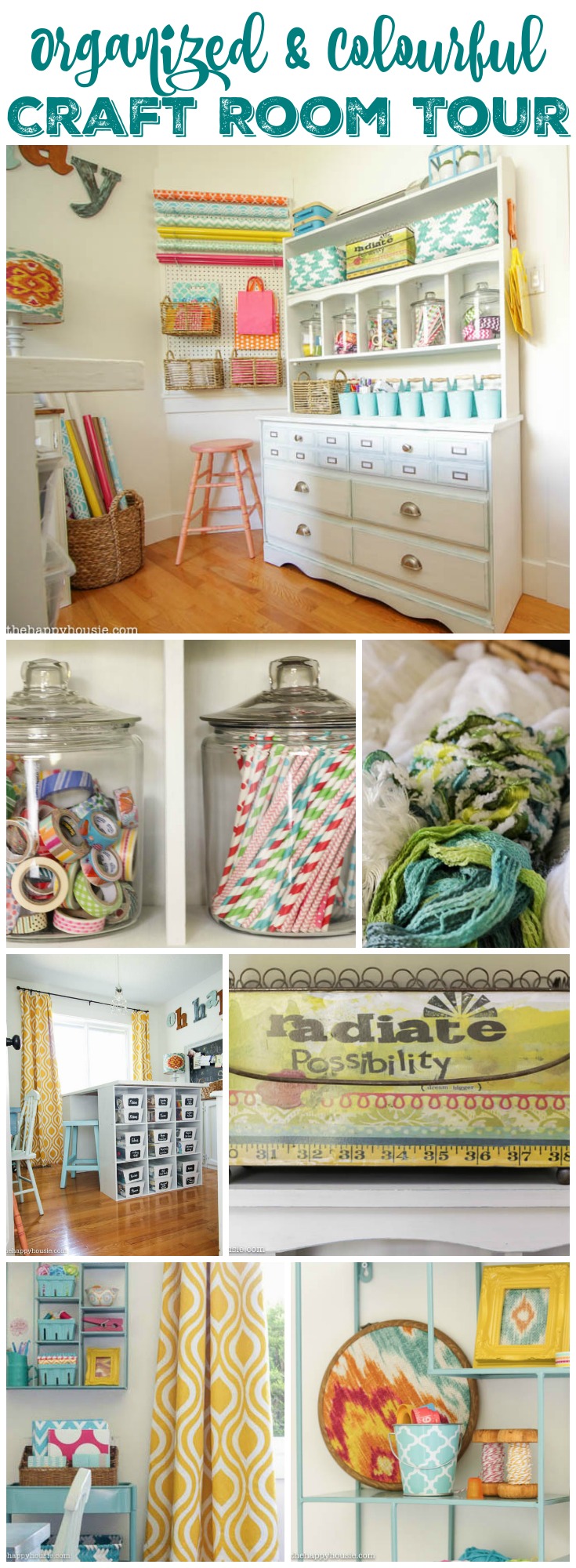 Organized & Colourful Craft Room Tour at thehappyhousie.com