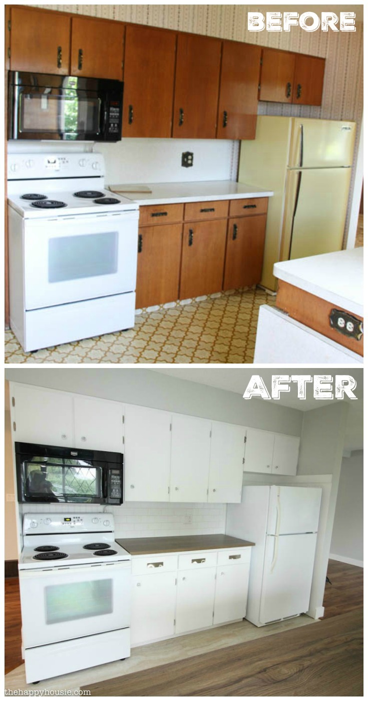 Super Thrifty Budget White Kitchen Makeover Reveal | The Happy Housie