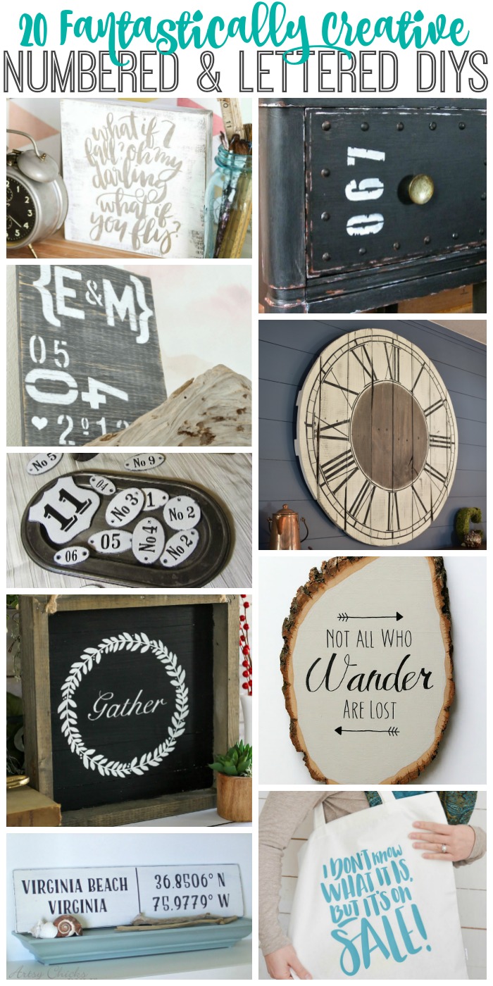 20 Fantastically Creative Numbered & Lettered DIY Projects poster.