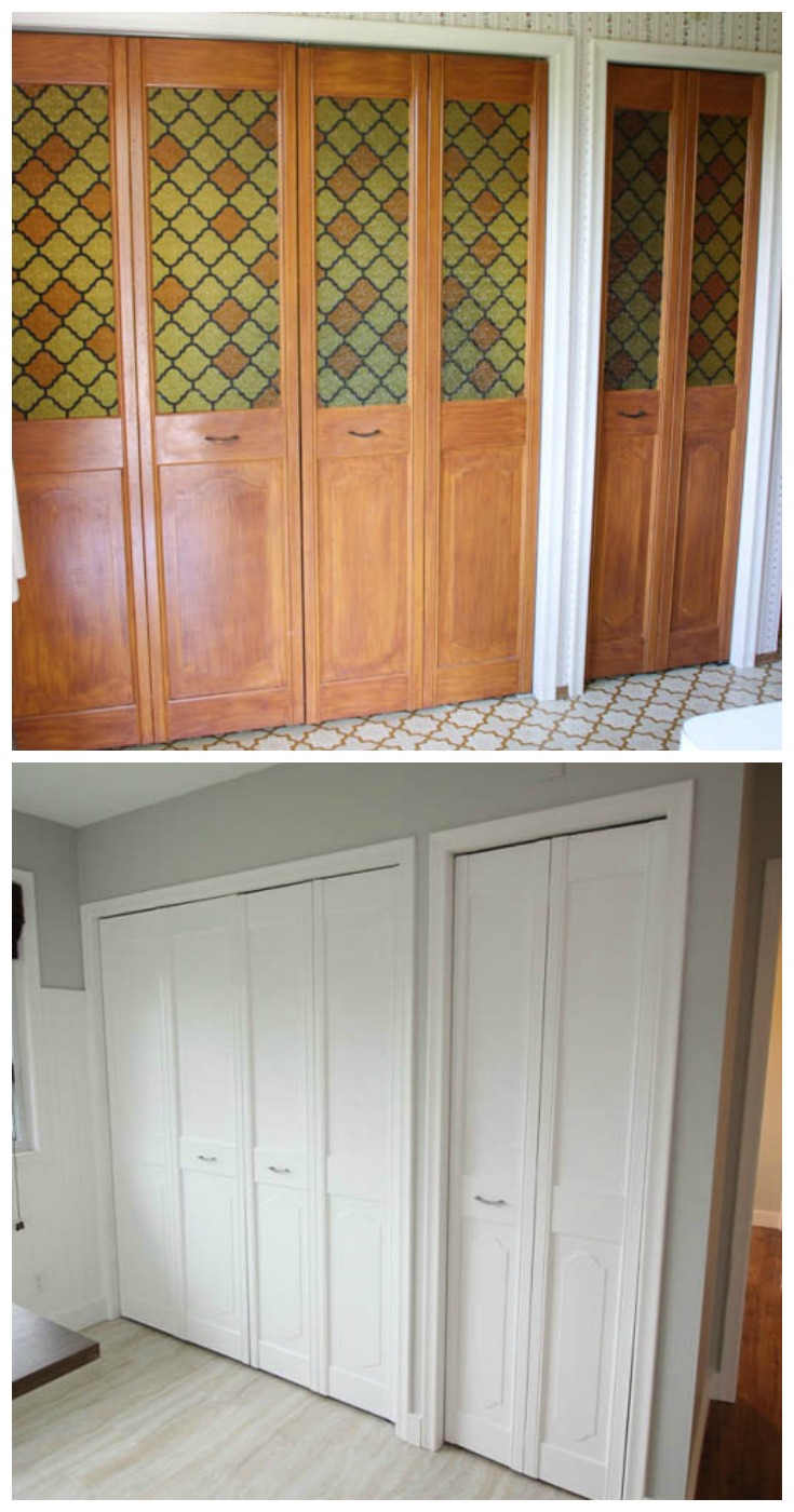 The old doors before being painted, and the doors after being painted.