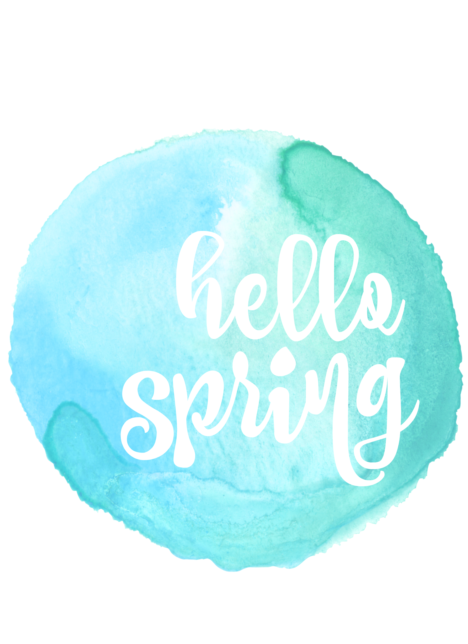 hello spring free printable in light blue and teal at thehappyhousie.com