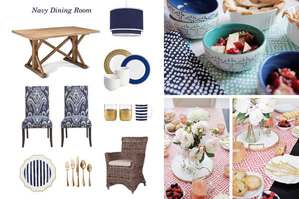 A mood board of a navy dining room Inso.