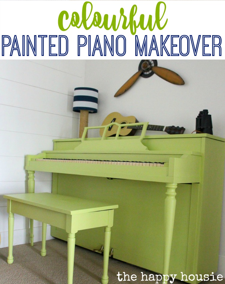 Colourful Painted Piano Makeover using homemade chalky paint tutorial at the happy housie.