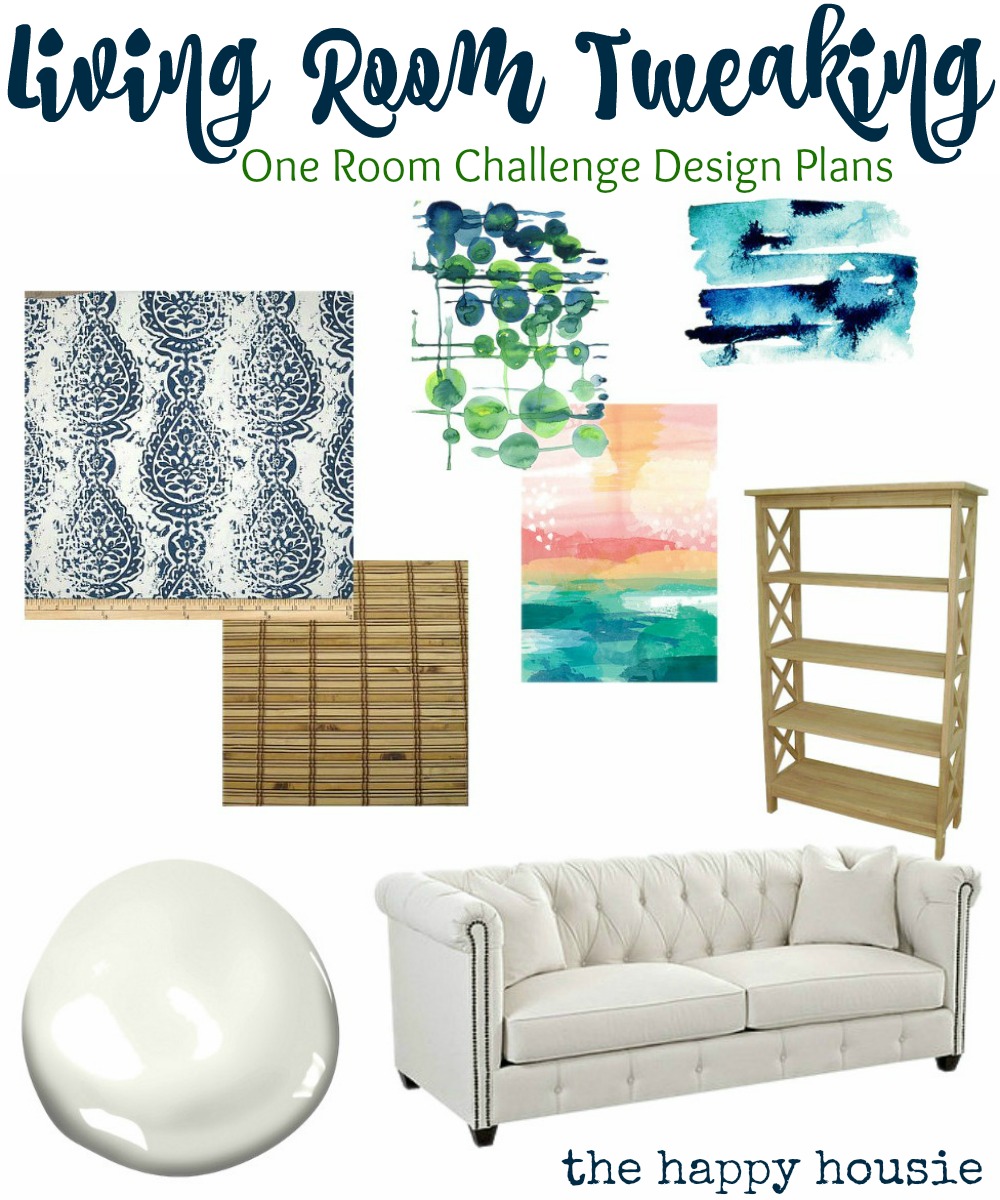 Living Room Tweaking One Room Challenge Design Plans graphic.