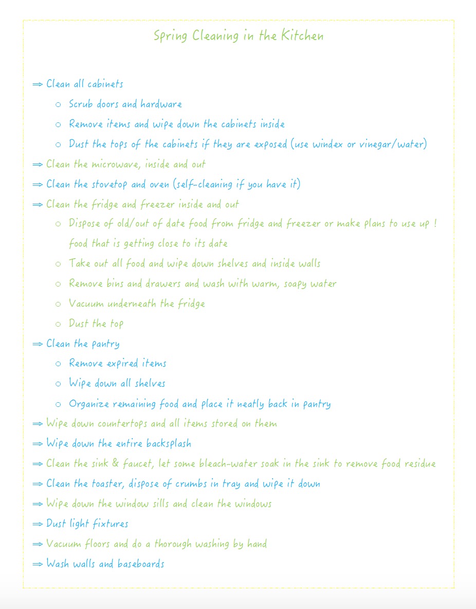Spring Cleaning in the Kitchen Free Printable Checklist