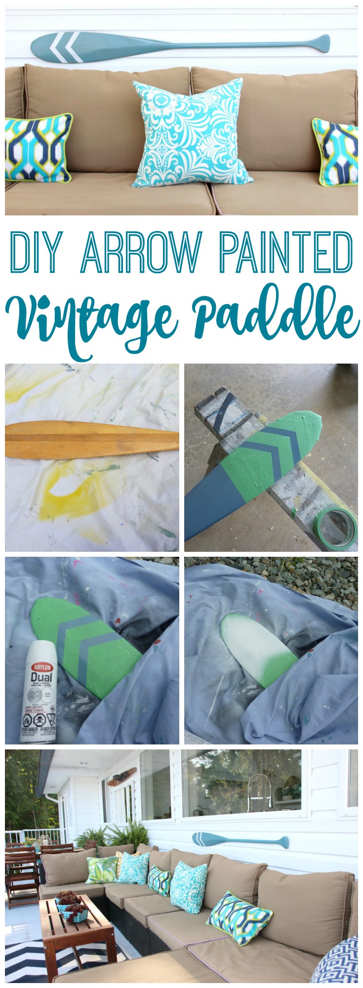 DIY Arrow Painted Vintage Paddle great deck decor poster.