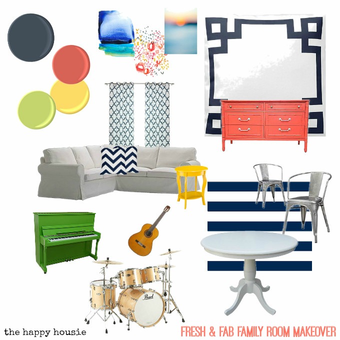 Fresh & Fab Family Room Makeover Inspiration Board for the FrogTape Paintover Challenge