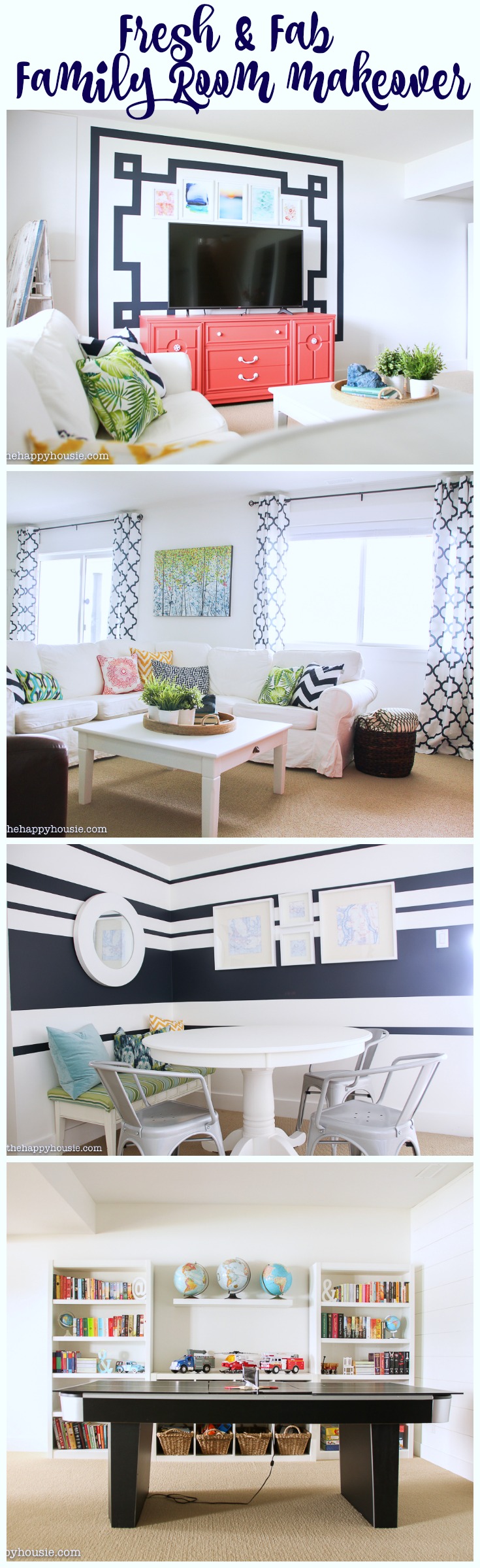 Fresh & Fab Family Room Makeover Revea for the FrogTape Paintover Challenge at the happy housie