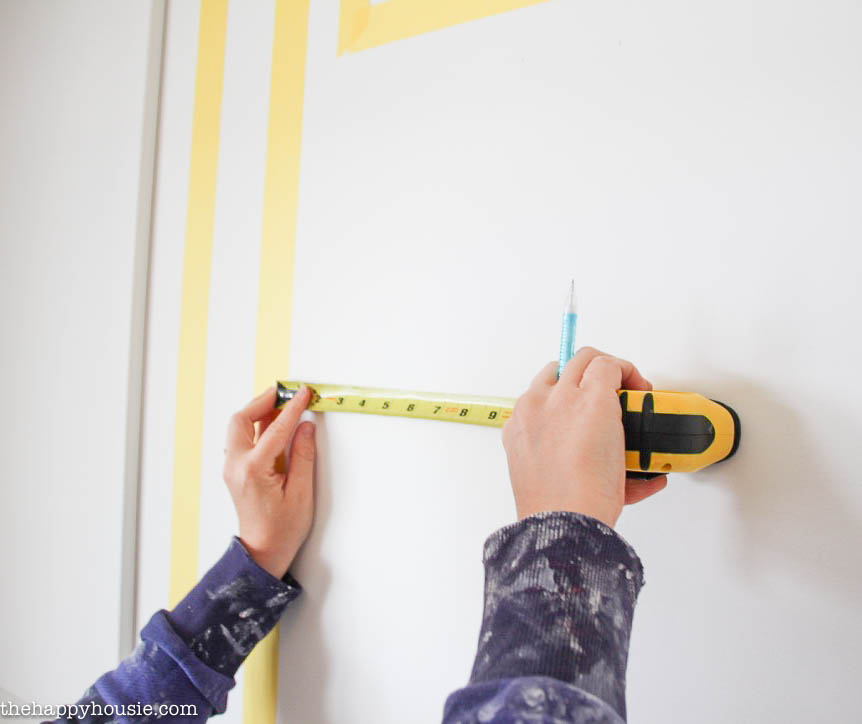 FrogTape Room Makeover Post 2 How to Paint a giant greek key design and how to paint an irregular stripe design on walls -13