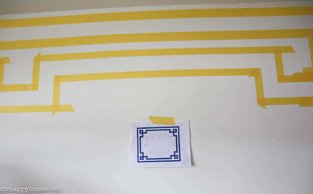 FrogTape Room Makeover Post 2 How to Paint a giant greek key design and how to paint an irregular stripe design on walls -14