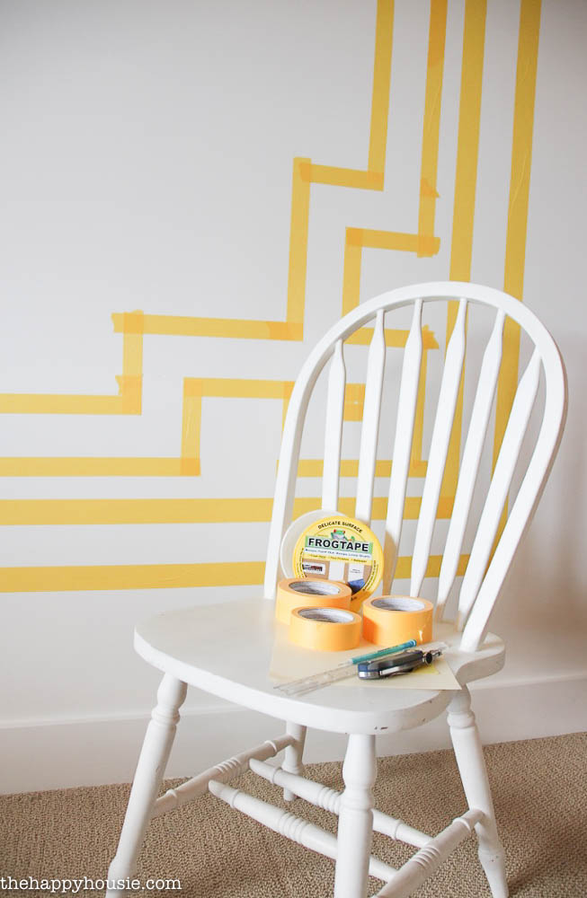 FrogTape Room Makeover Post 2 How to Paint a giant greek key design and how to paint an irregular stripe design on walls -19