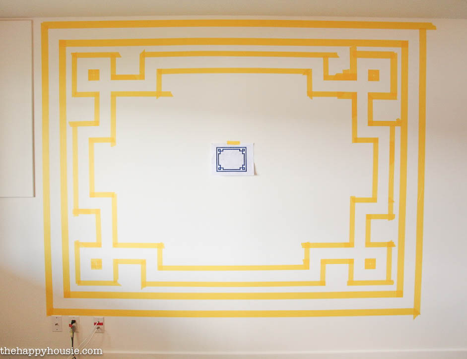 FrogTape Room Makeover Post 2 How to Paint a giant greek key design and how to paint an irregular stripe design on walls -20