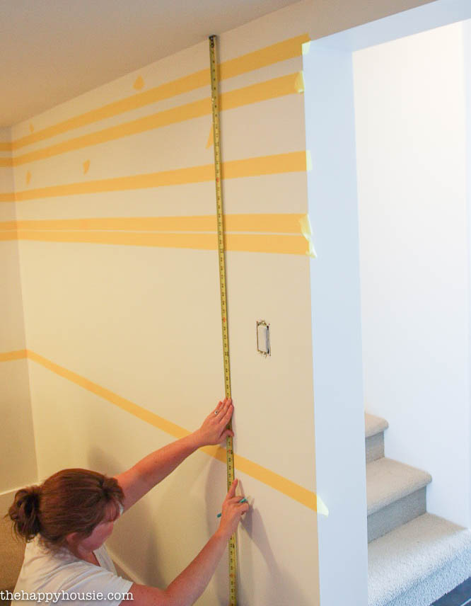 FrogTape Room Makeover Post 2 How to Paint a giant greek key design and how to paint an irregular stripe design on walls -6