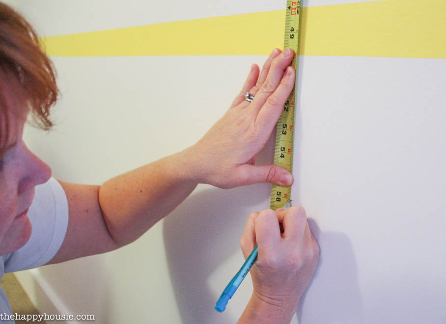 FrogTape Room Makeover Post 2 How to Paint a giant greek key design and how to paint an irregular stripe design on walls -7