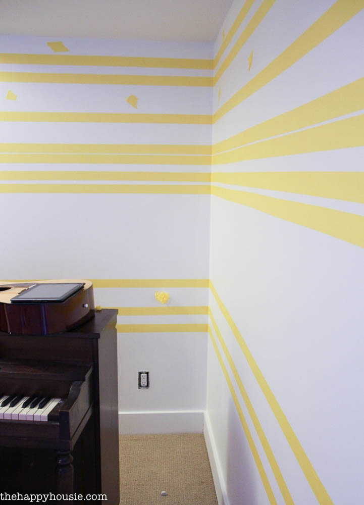 FrogTape Room Makeover Post 2 How to Paint a giant greek key design and how to paint an irregular stripe design on walls -8