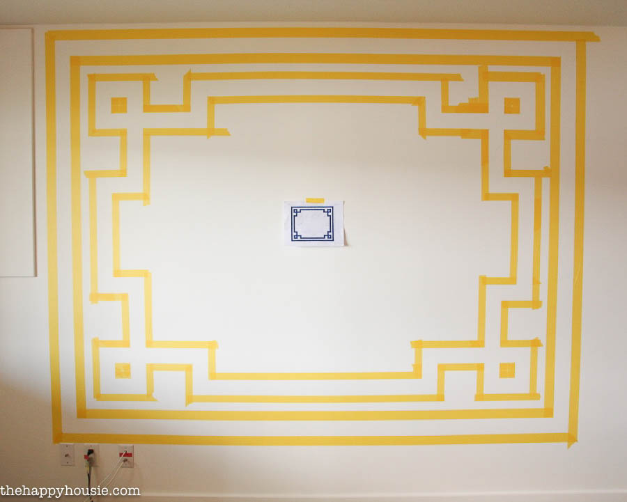 FrogTape Room Makeover Post 3 How to Paint a giant greek key design and how to paint an irregular stripe design on walls -5