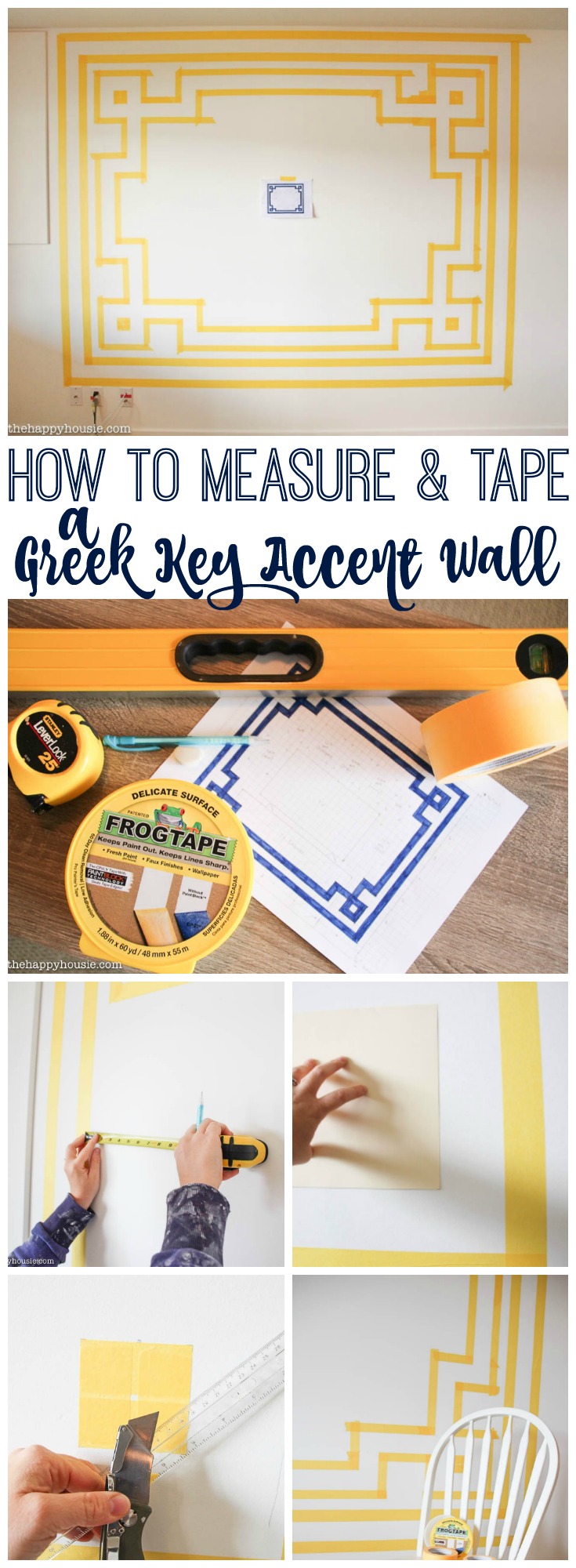 How to Measure & Tape a Greek Key Accent Wall with FrogTape for the Paintover Challenge Fresh & Fab Family Room Makeover