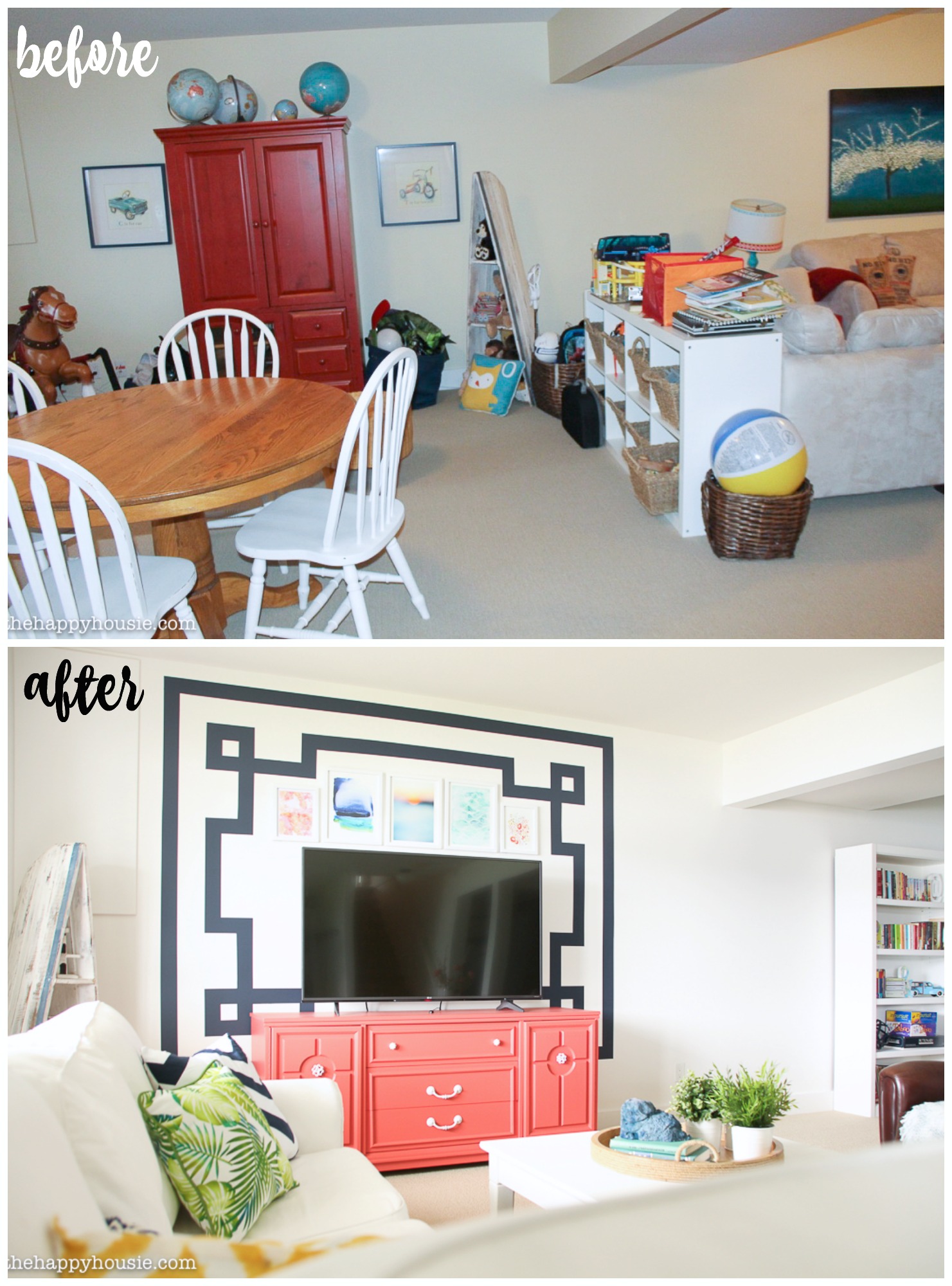 fresh & fab family room before and after makeover reveal tv area