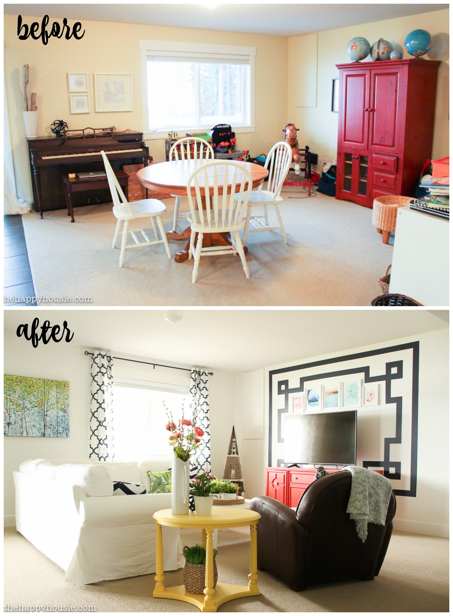 fresh & fab family room makeover before and after TV area vertical