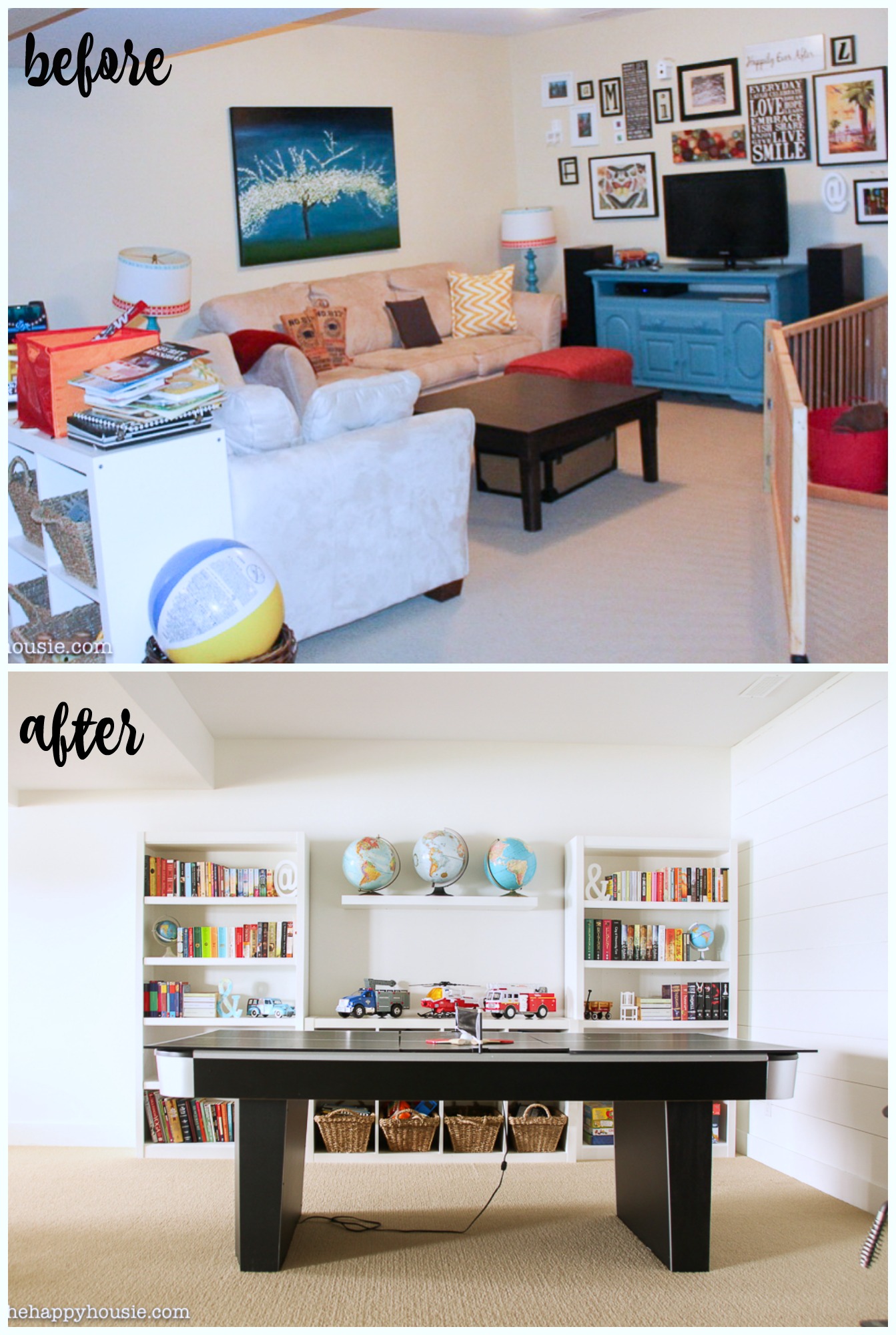 fresh & fab family room makeover before and after playroom area