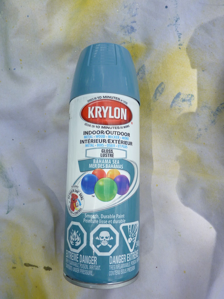 Krylon spray paint in Bahama Sea blue.